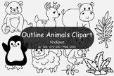 Outline Animals Clip Art Set - Outline Doodle Animals Illu