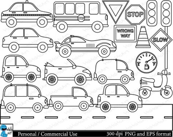 Preview of Outline Cars Digital ClipArt Personal, Commercial Use 21 images cod111
