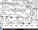 Outline Cars Digital ClipArt Personal, Commercial Use 21 i