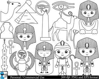 Preview of Outline Egypt Digital Clip Art Graphics 24 images cod133