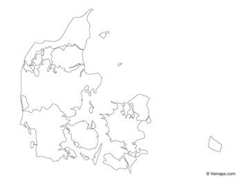 Outline Map of Denmark with Regions by Vemaps | TPT