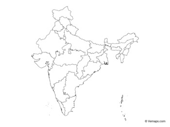 India free map, free blank map, free outline map, free base map outline,  states, white