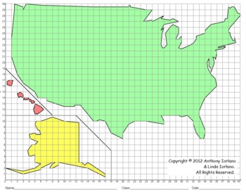 Outline Map of the United States (Coordinate Graphing):Distance Learning
