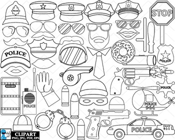 Preview of Outline Police Props - Clip Art Digital Files Personal Commercial Use cod261