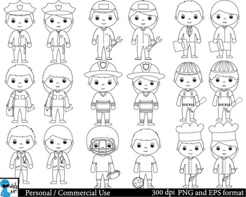 Preview of Outline Professions Digital Clip Art Graphics - 18 images cod117