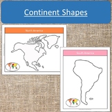 Outline/Shape of Map of the Seven Continents Montessori Colors