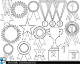 Outline Winner Medals - Digital Clipart, Clip Art Graphics