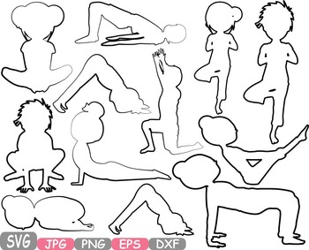Preview of Outline Yoga Poses coloring page line outline stamp comic book birthday -311s