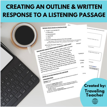 Preview of Creating an Outline & Written Response to a Listening Passage - ELA Test Prep