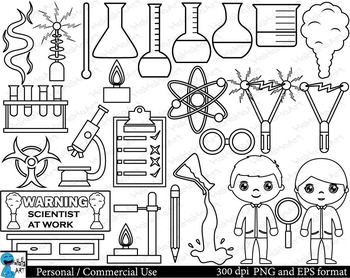 Preview of Outline crazy laboratory Digital Clip Art Graphics 42 images cod124