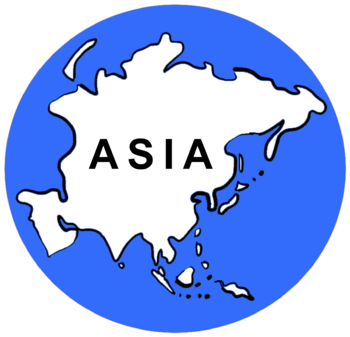 Preview of Outline map Asia within a blue circle