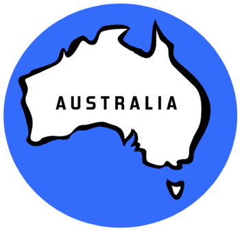 Preview of Outline map Australia  within a blue circle