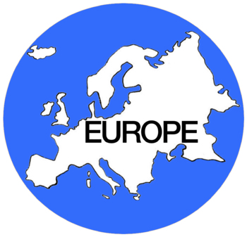 Preview of Outline map Europe within a blue circle