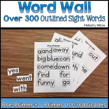 Preview of Outlined Word Wall Words Pre-Primer Through Grade Three