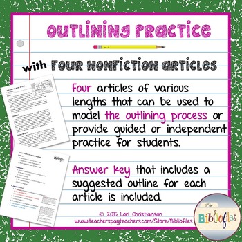 Preview of Outlining Practice with Informational Text {No-Prep Printables}