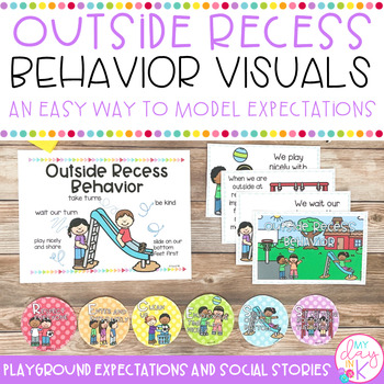 Preview of Outside Recess Behavior Visuals | Playground Rules Expectations & Social Stories