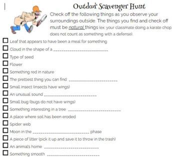 Preview of Outside Science Scavenger Hunt