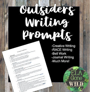Preview of Outsiders Novel Creative Writing Prompts