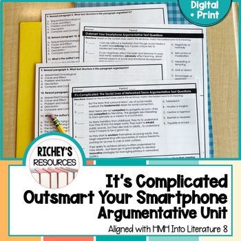 Preview of Outsmart Your Smartphone + It's Complicated Social Media Argumentative Unit HMH8