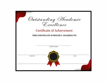 Preview of Outstanding Academic Student Award Honor Ceremony Excellence Certificate Red