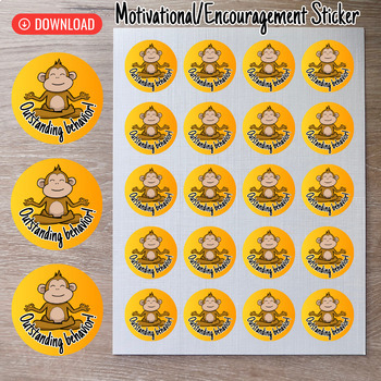 Preview of Outstanding Behaviour-Printable Motivational Sticker for Students Montessori