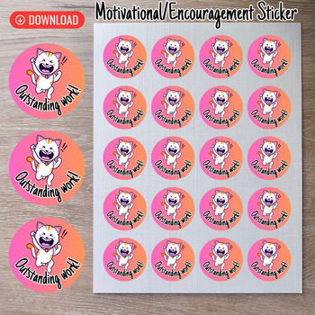 Preview of Outstanding Work-Digital Printable Motivational Sticker for Students Montessori