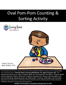 Preview of Oval Pom Pom Counting & Sorting!