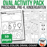 Oval Worksheets Preschool, PreK, Kindergarten, Printable A