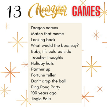 Preview of Over 10 NYE New Years office games game for adults fun game ideas for Teachers P