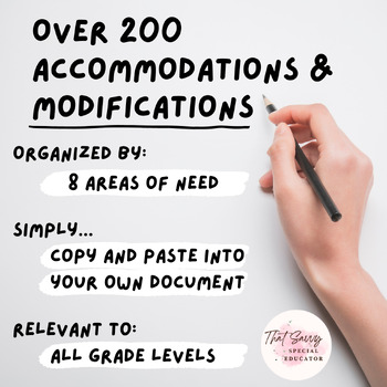 Preview of 200+ Accommodations Modifications with Editable Trackers & Bonuses IEPs & 504s