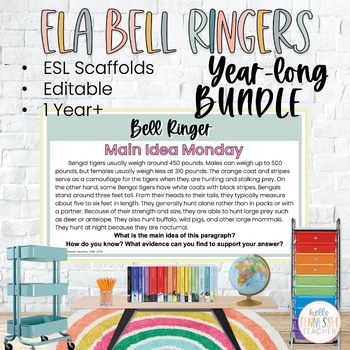 Preview of Over One Year of ELA and Writing Bell Ringers BUNDLE, Middle School