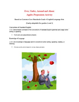 Preview of Over, Under, Around and About Apples Preposition Activity (Common Core)
