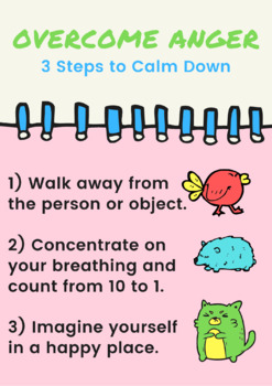 Overcome Anger _3 Steps to Calm Down Poster/ Worksheet | TPT