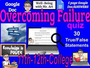 Preview of Overcoming Failure quiz-11th,12th,college - 30 True/False Questions with Answers