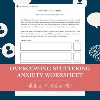 Preview of Overcoming Stuttering Anxiety Worksheet for Speech Therapy