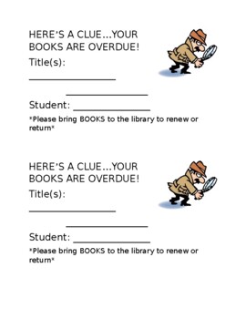 Preview of Overdue Book Slips