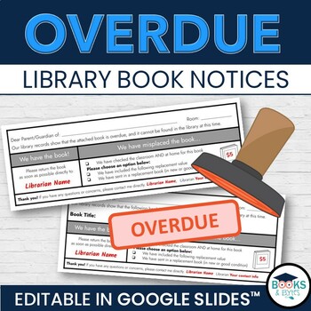 Preview of Overdue Library Book Notices - Notes for Home: Editable Templates Google Slides