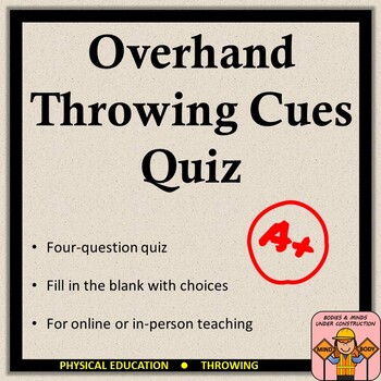 Preview of Overhand Throwing Cues Quiz with an Answer Key