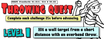 Preview of PE Overhand Throwing Quest Skill Progression - 6 Levels!