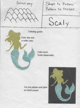 Preview of Overlapping pattern of scales on an illustration of a mermaid or dragon
