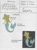 Overlapping pattern of scales on an illustration of a merm