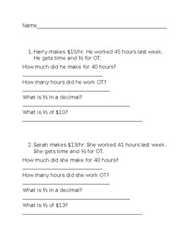 Overtime Pay Worksheets & Teaching Resources | Teachers Pay Teachers
