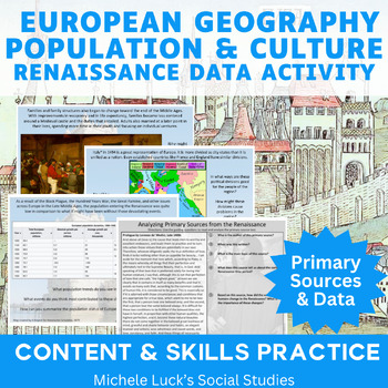 Preview of Overview of Geography Population and Culture in Renaissance Europe Data Activity