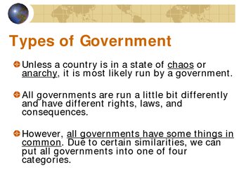 Overview of the Major Forms of Government - Power Point (PPT) by Mrs ...