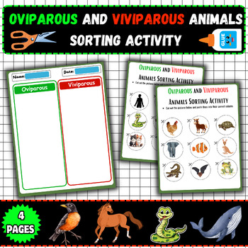 Preview of Oviparous and Viviparous Animals Sorting Activity-Cut and Paste activities