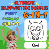 Owl 6in1 Bundle - Print D'Nealian Cursive Handwriting Work