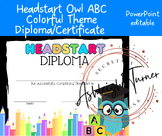 Owl ABC Colorful Theme Headstart Diploma/Certificate-Editable