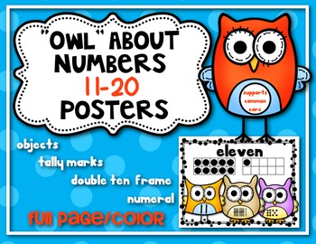 Preview of "Owl" About Numbers {Math Posters 11-20} Kindergarten Common Core