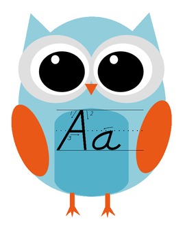 Preview of Owl Alphabet Cards D'Nealian with Arrows