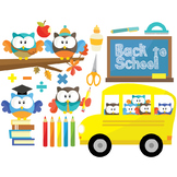 Owl Back To School Clipart Set